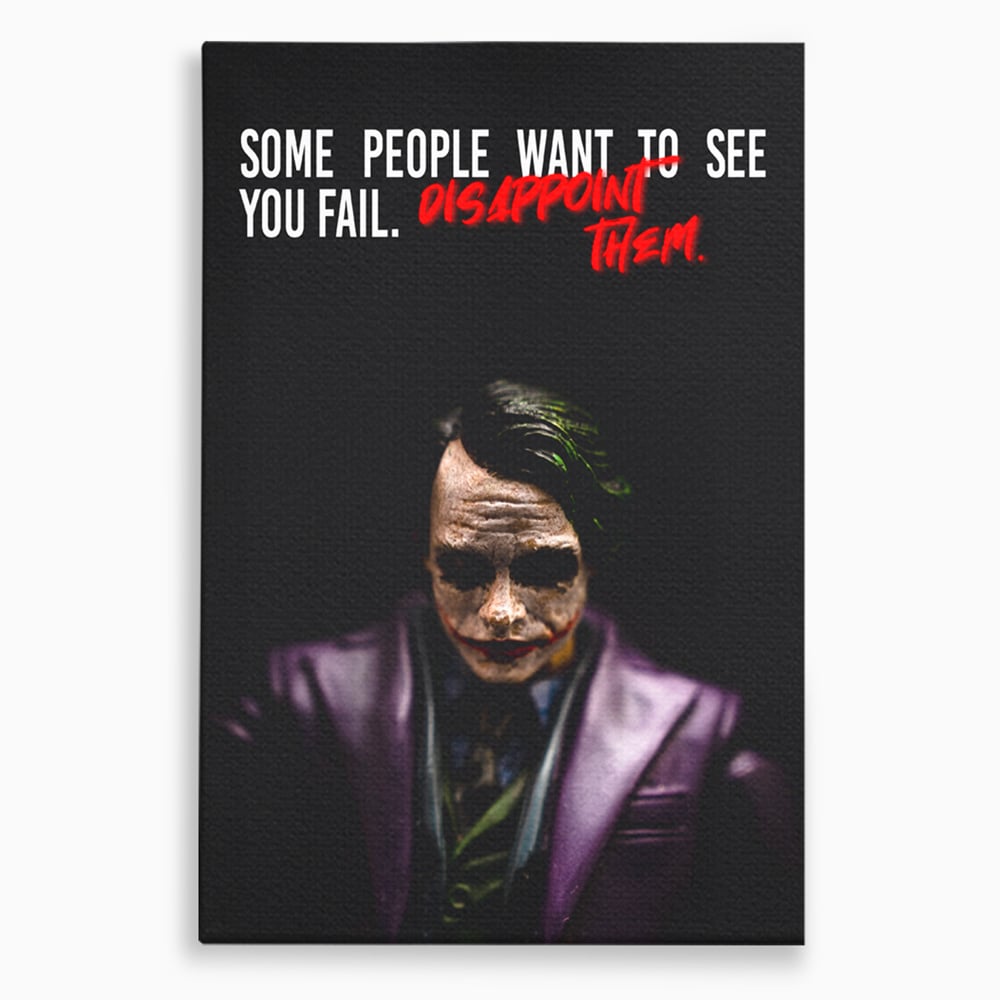 Tablou canvas cu tablou canvas cu joker si mesaj motivational, fara rama, pe sasiu de lemn